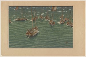 Bateaux au mouillage à Tréboul, planche 5 de "Le Beau Pays de Bretagne" - Henri Rivière