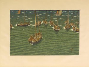Bateaux au mouillage à Tréboul - Henri Rivière