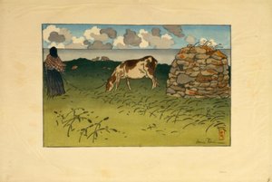 Une femme et une vache, Pointe de la Haye (Saint-Briac) - Henri Rivière