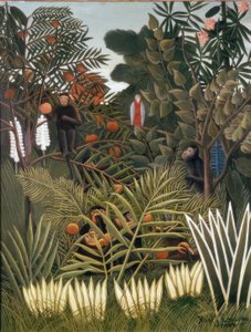Paysage exotique avec singes et un perroquet - Henri Rousseau