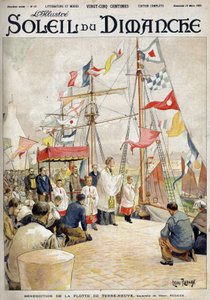 Bénédiction de la flotte de Terre-Neuve par Henri Rudaux. Gravure dans « Le soleil-du-dimanche », 19 mars - Henri Rudaux