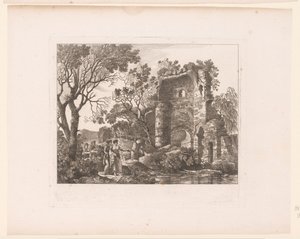 Groupe dans un paysage avec des ruines - Henri Thomann