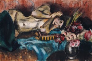 Demi-nu avec bouquet de roses - Henri Victor Gabriel Le Fauconnier