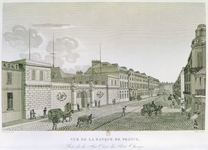 La Banque de France depuis la Rue Croix-Petits-Champs, gravée par Eugène Dubois - Henri after Courvoisier Voisin
