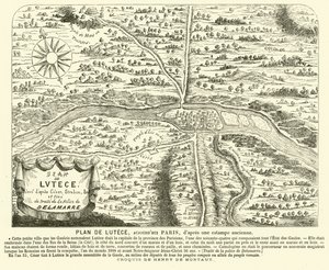 Plan de la ville romaine de Lutetia, site du Paris moderne (gravure) - Henri de (after) Montaut