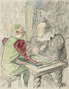 Le jeu de cartes du roi, copie, après 1895 - Henri de (after) Toulouse Lautrec