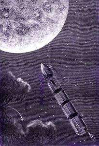Train de projectiles tirés par un canon géant vers la Lune, "De la Terre à la Lune" de Jules Verne