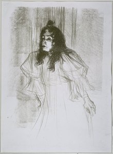 Portrait de May Belfort (May Egan) avec deux figures et un piano - Henri de Toulouse Lautrec (signed by artist)