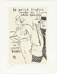 Femme comme coursière et homme avec chapeau - Henri de Toulouse Lautrec (signed by artist)