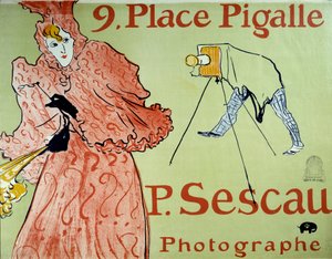 Publicité pour le photographe P. Sescau, 9 Place Pigalle à Montmartre - Henri de Toulouse Lautrec