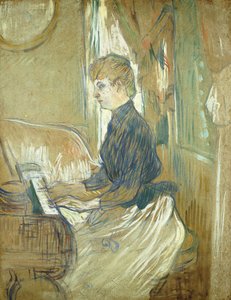 Au piano, Madame Juliette Pascal dans le salon du Château de Malromé - Henri de Toulouse Lautrec