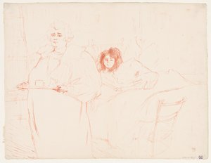 Elles : Femme portant un plateau, Mme Baron et Mlle Popo - Henri de Toulouse Lautrec