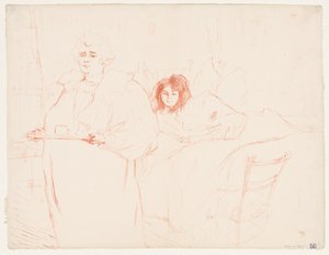 Elles : Femme portant un plateau, Mme Baron et Mlle Popo, 1896 - Henri de Toulouse Lautrec