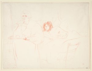 Femme au plateau, petit déjeuner, Madame Baron et Mademoiselle Popo - Henri de Toulouse Lautrec