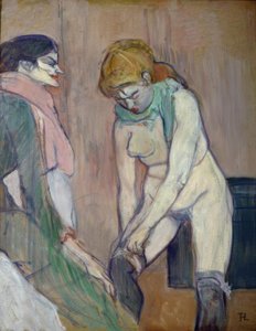 Femme tirant son bas