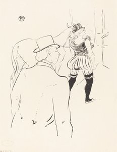 Dans les coulisses des Folies-Bergère : Mme Lona Barrison avec son manager et mari - Henri de Toulouse Lautrec