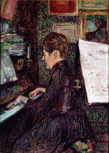 Mademoiselle Dihau au piano - Henri de Toulouse Lautrec