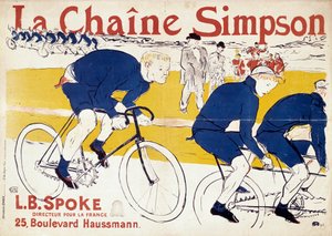Affiche pour les chaînes de bicyclettes Simpson. Illustration par Henri de Toulouse-Lautrec (1864-1901). 19ème siècle. Paris, bibliothèque des arts décoratifs - Henri de Toulouse Lautrec