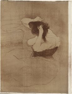 Femme se peignant les cheveux—La Coiffure, planche sept de Elles - Henri de Toulouse Lautrec