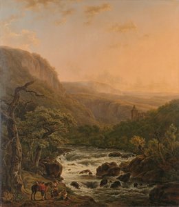 Rivière dans les Ardennes au coucher du soleil
