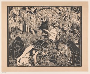 Orphée jouant de la harpe pour les animaux - Henri van der Stok (signed by artist)