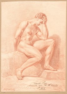 Homme nu assis vu de côté (2e prix 1807) - Henricus Franciscus Wiertz