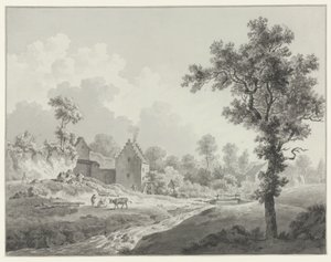 Paysage avec un moulin à eau sur un ruisseau - Henricus Josephus Antonissen