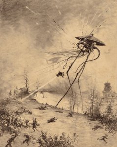 Machine de combat martienne touchée par un obus