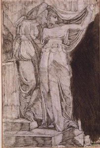 Deux figures féminines debout sur des marches, Rome, mai 1787 - Johann Heinrich Füssli