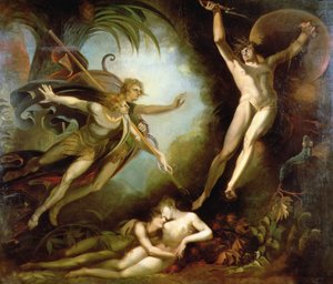 Satan sursautant au toucher de la lance d
