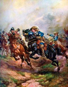 La cavalerie du Prince Rupert chargeant à Edgehill en 1642 - Henry A Payne