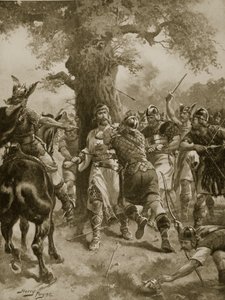Saint Edmond tué par les Danois, 870 après J.-C., illustration de 