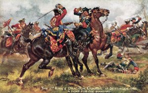 Les Chevaux du Roi, maintenant les 1er (Roi) Dragons, Bataille de Dettingen, juin 1743 - Henry A. Payne