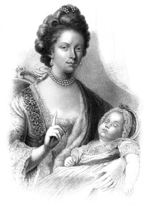 Reine Charlotte 1744-1818 avec le futur roi George IV 1762-1830 - Henry Adlard