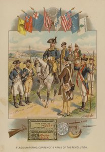 Drapeaux, uniformes, monnaie et armes de la Révolution américaine