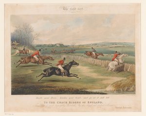 Chevaux de chasse avec cavaliers sautant par-dessus des clôtures - Henry Alken (I)