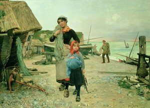 Pêcheurs revenant avec leurs filets, Étretat - Henry Bacon