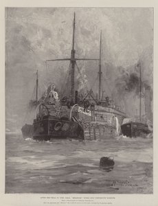 Après son procès par le feu, HMS Belleisle remorqué dans le port de Portsmouth - Henry Charles Seppings Wright