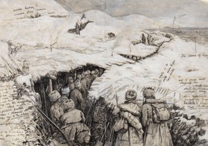Galicie, troupes russes dans les collines enneigées, 13 mars 1916