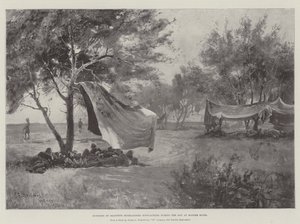 Avant-postes des Seaforth Highlanders bivouaquant pendant la journée à Modder River