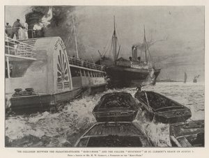 La collision entre le bateau de plaisance Koh-i-Noor et le charbonnier Huguenot à St Clement