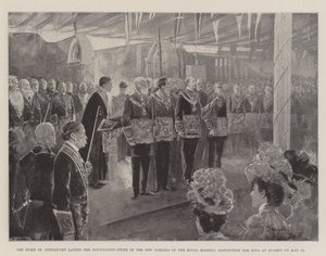 Le Duc de Connaught posant la première pierre des nouvelles écoles de la Royal Masonic Institution for Boys à Bushey le 12 mai - Henry Charles Seppings Wright