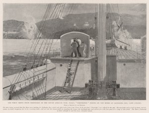 Les premiers coups de feu depuis un navire dans la guerre sud-africaine, HMS Partridge tirant sur les Boers à Saldanha Bay, Colonie du Cap - Henry Charles Seppings Wright