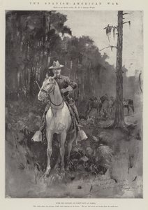 La guerre hispano-américaine, avec la cavalerie en service de piquet à Tampa (gravure) - Henry Charles Seppings Wright