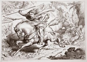 Comment Hereward a été pris dans un piège, illustration de Hereward the Great par Charles Kingsley, pub. 1870, gravé par C.G. Lewis - Henry Courtney Selous