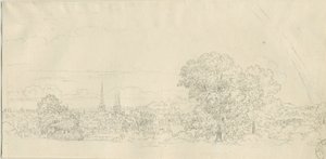 Lichfield - Vue lointaine: dessin à la plume, nd [1788-1855] - Henry Curzon Allport