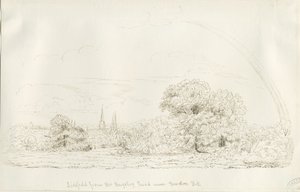 Lichfield - Vue nord (lointaine) : dessin à la plume, nd [1788-1855]
