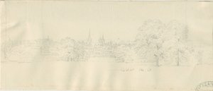 Lichfield - Vue nord (lointaine): dessin au crayon, nd [1788-1855] - Henry Curzon Allport