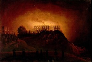 Le Château de Nottingham en feu, 10 octobre 1831, milieu du 19e siècle - Henry Dawson