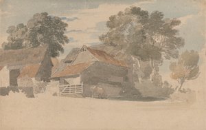 Bâtiments de ferme avec des arbres - Henry Edridge